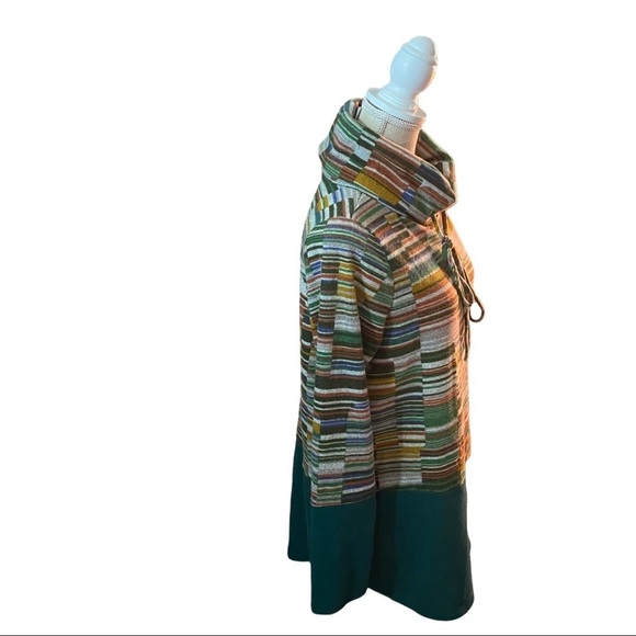 Filly Flair Emerald Green & Colorful Geometric Print Cowl Neck Sweater Large NWT - Picture 6 of 10